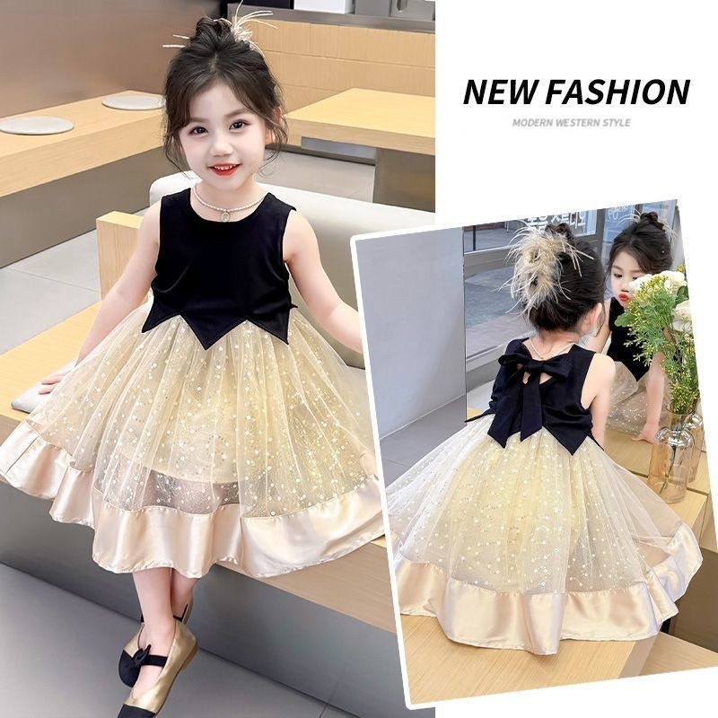 [Asiababy] Dress Anak Perempuan 2 - 8 tahun Gaun Pesta Ulang Tahun warna Black Gold KAORI