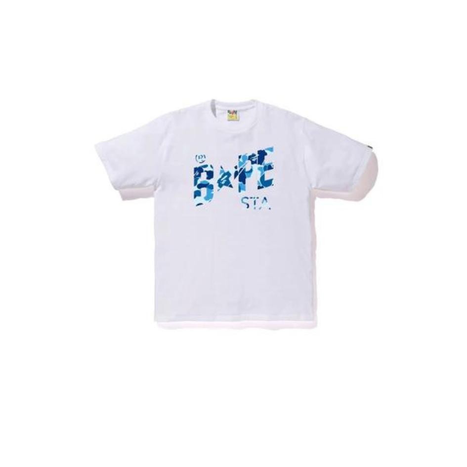 T-SHIRT PRIA A BATHING APE ABC CAMO BAPE STA LOGO WHITE BLUE