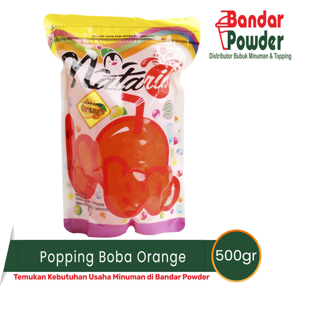 Popping Boba Orange 500gr - Poping Jelly Nataria - Bandar Powder