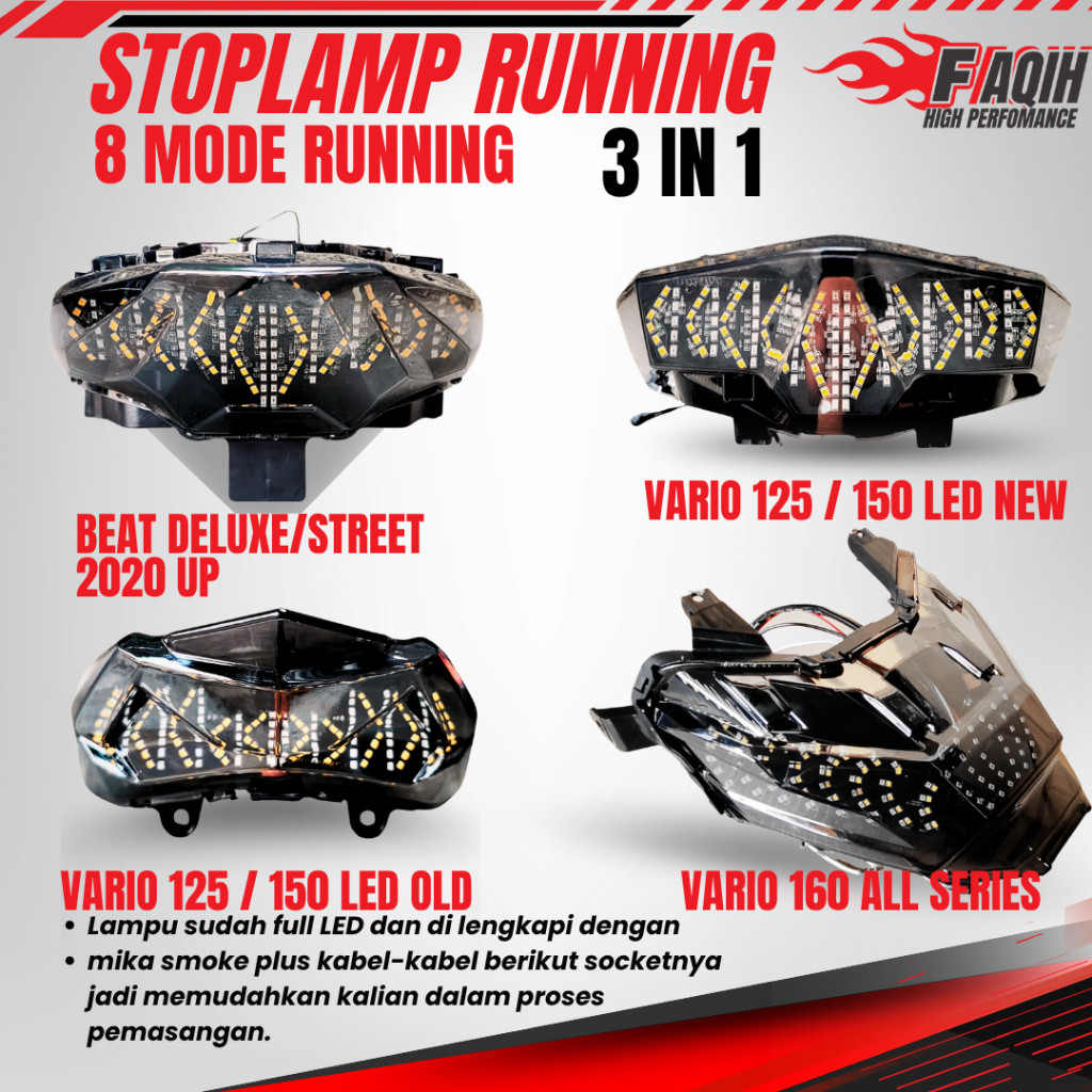 BRUSTYX  STOPLAMP RUNNING 1 SET VARIO 125 / 150 LED OLD VARIO 125 / 150 LED NEW BEAT DELUXE STREET V