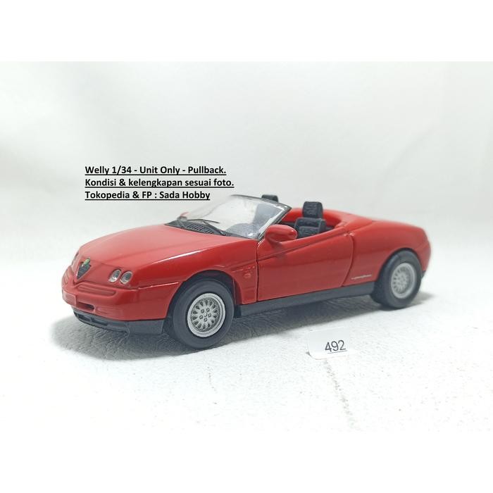 HW  Diecast Welly 1/34 Alfa Romeo Spider Merah Unit Only