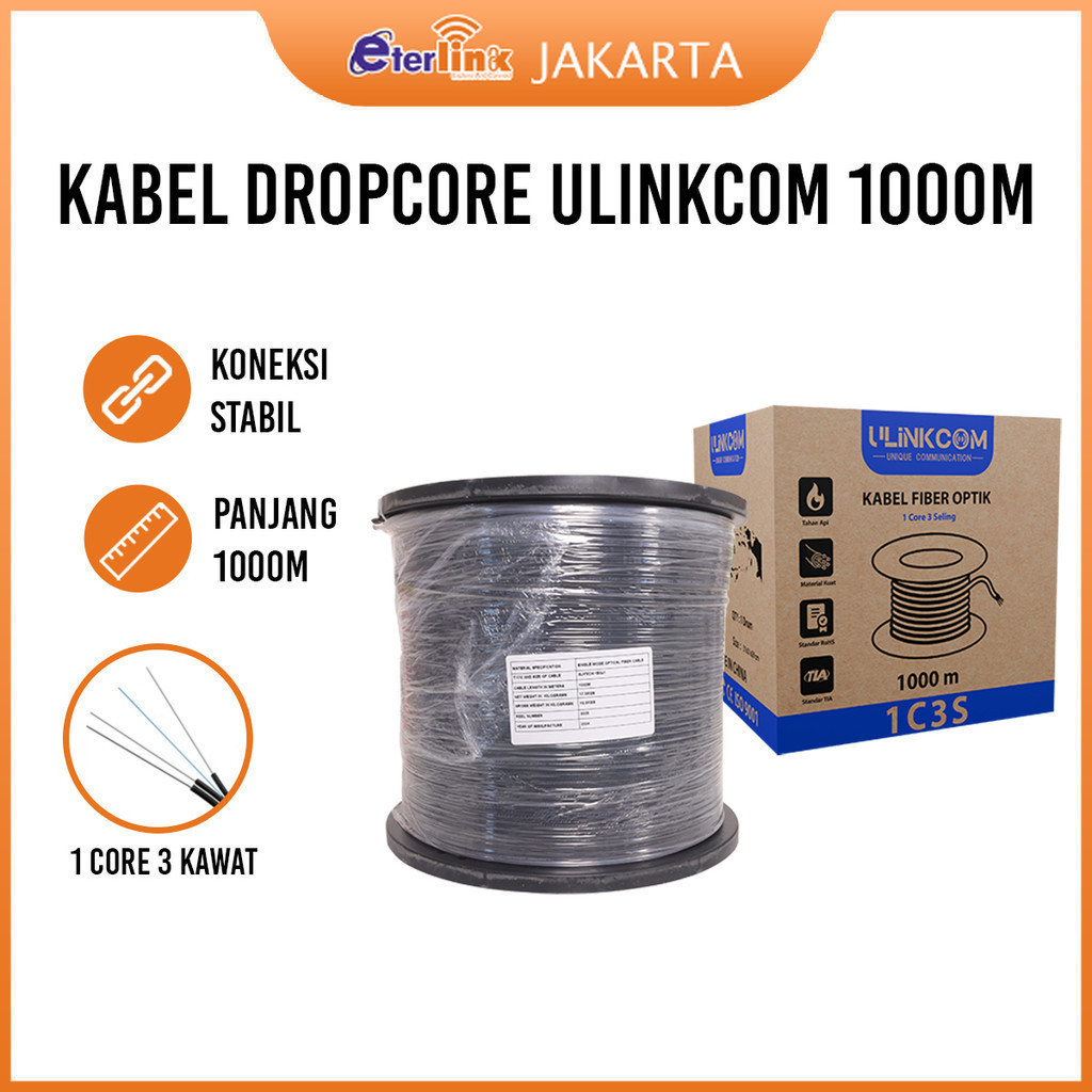 AURABYTE [ ] Kabel  Fiber Dropcore 1 Core 1000 Meter Kabel Fiber Optik 1000m FTTH