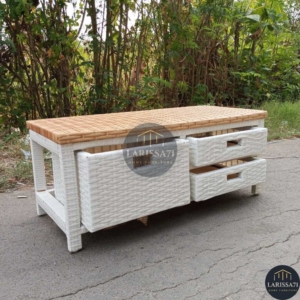 JANGANLIRIK Meja TV Minimalis Rotan Sintetis Lemari Plastik Rotan Sintetis Murah