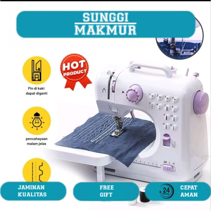 Mesin Jahit Mini Portabel 505A Multifungsi 12 Pola mesin Jahit Listrik Pakaian Jahit Tangan