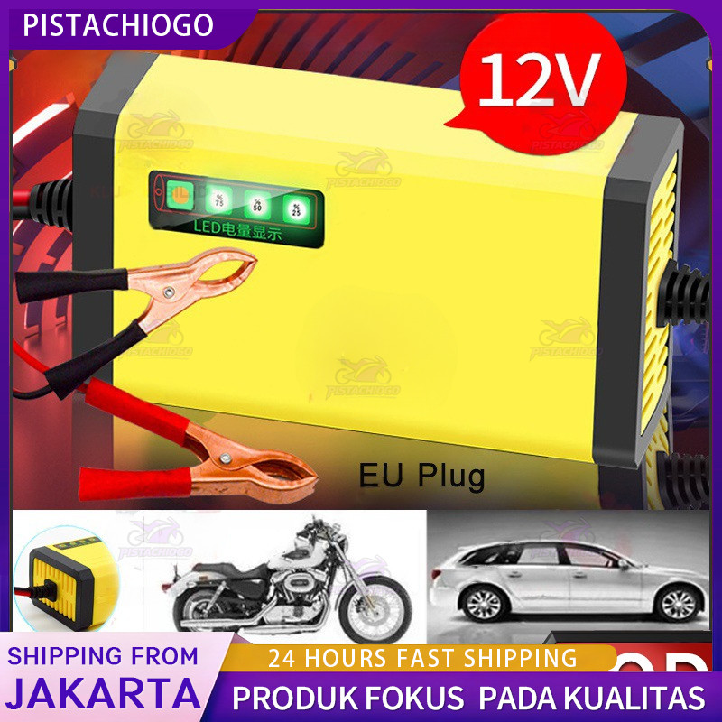 12A Portable Otomatis Charger Accu Carger Aki Portable Motor Mobil SRM/Charger Aki Motor Mobil Casan