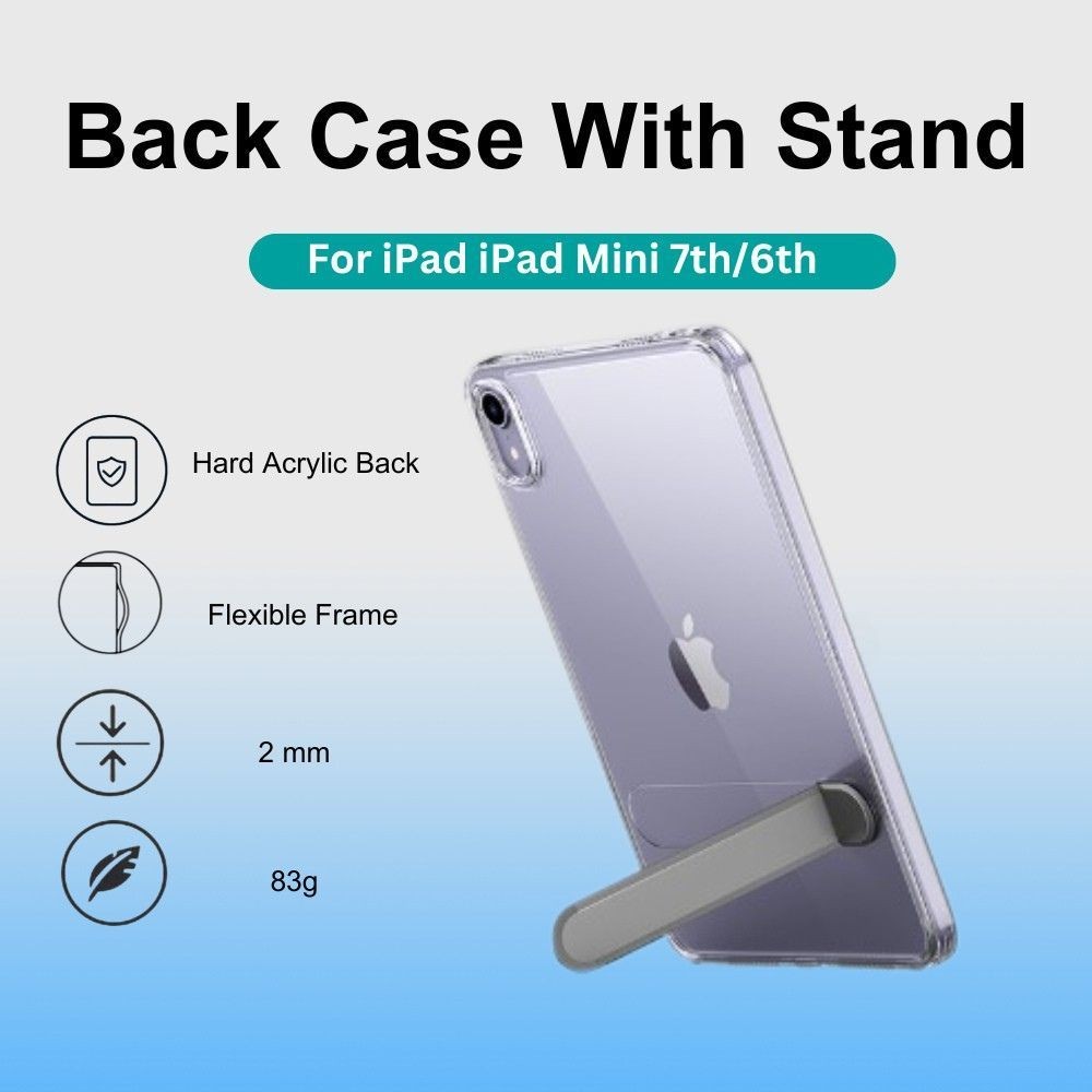 Zapfone Cellular Back Case With STAND for iPad Mini 6 (2021) iPad Mini 7 (2024) A17 Pro TPU Acrylic 