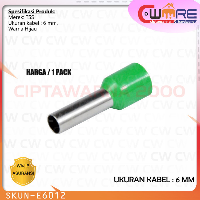 Ferrules 6 mm Isolasi E6012 TSS Skun Sekun Tusuk Konektor Kabel - CW2K