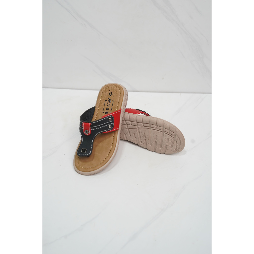 Richie 216 Hitam-Merah | Sepatu Anak Laki-Laki Stylish & Nyaman | Ringan & Anti Slip | Sepatu Casual