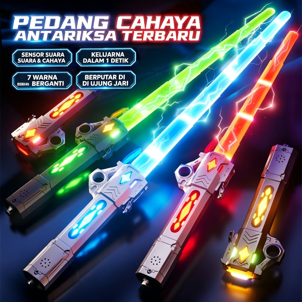 Mainan Pedang Lightsaber Anak 2in1 Laser LED Ada Lampu Suara Bisa Sambung Connector Pedang Laser