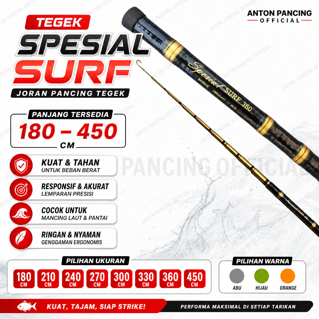 Joran Pancing Tegek Spesial Surf 180 210 240 270 300 330 360 450 CM