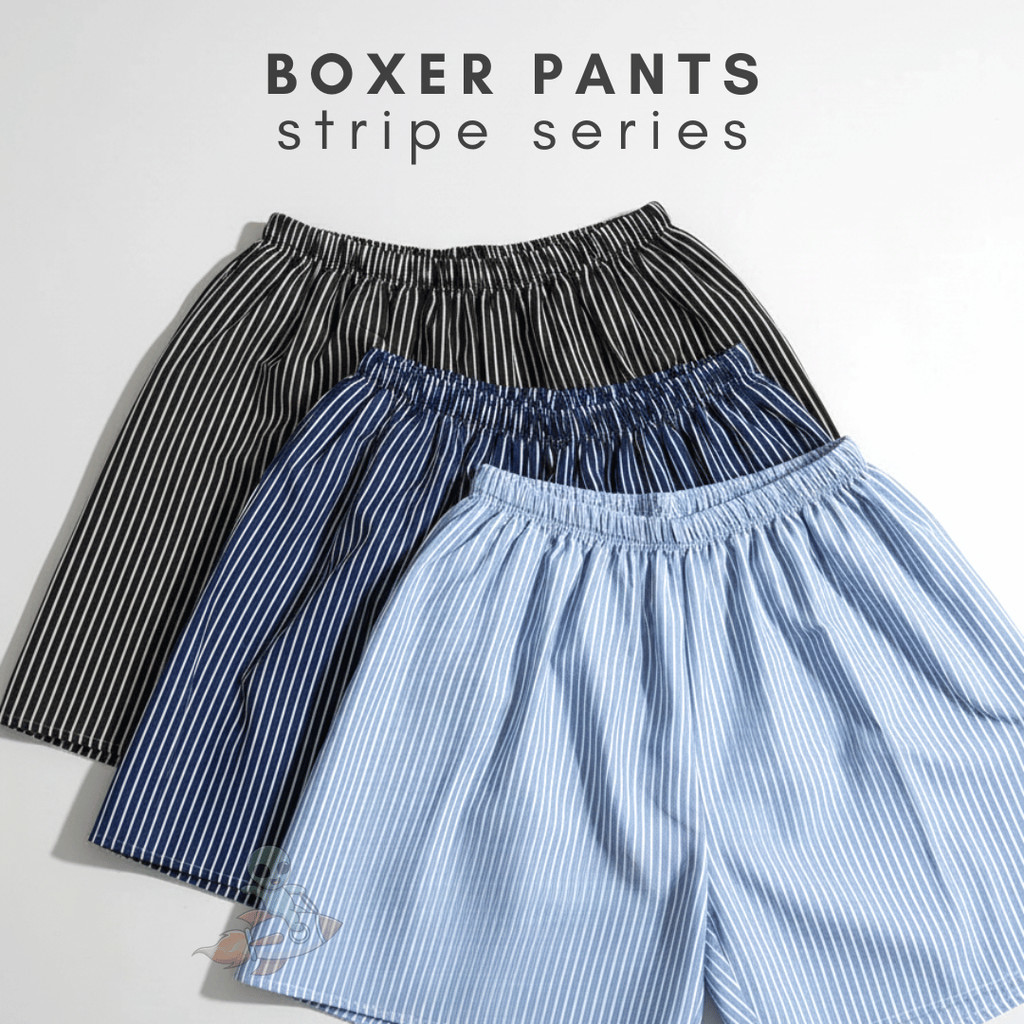 CELANA BOXER PRIA WANITA STRIPE | BOXER MOTIF GARIS | BOXER PREMIUM | CELANA PENDEK | BOXER UNISEX