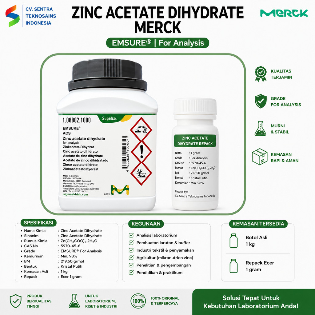 Zinc Acetate Dihydrate Zinc Diacetate Dihydrate Zinc Ethanoate Dihydrate Seng Asetat Dihidrat Zn(CH3