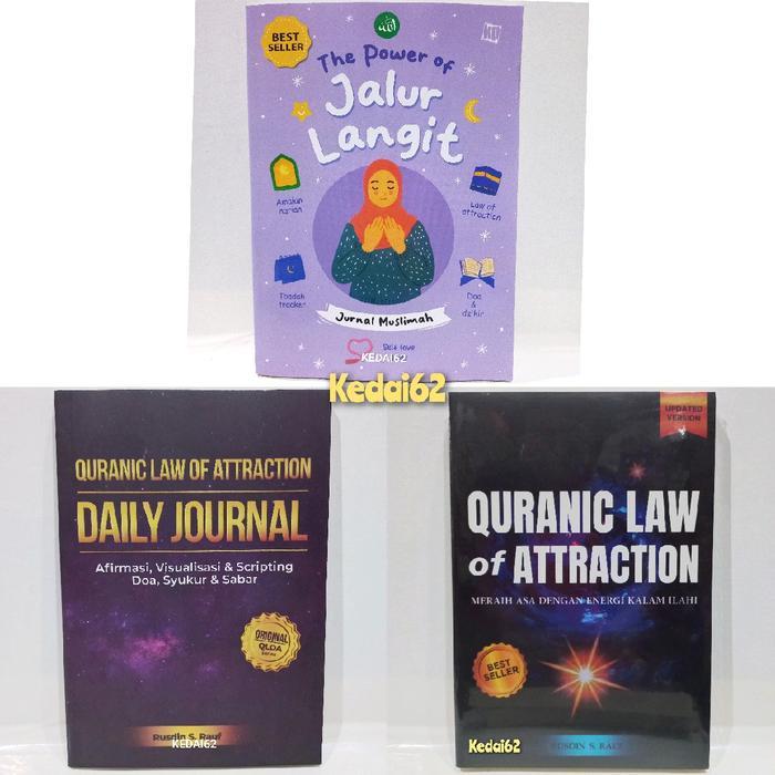 Paket isi 3 Buku Motivasi Quranic Law Of Attraction + The Power Of Jalur Langit + Daily Journal Psyc