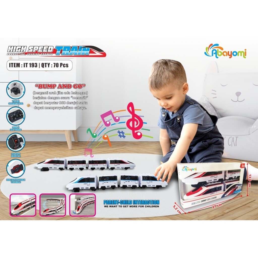 PROMO Mainan Kereta Api Kereta Cepat Whoosh Kereta MRT Bump And Go Nyala Musik dan Lampu A106 TERLAR