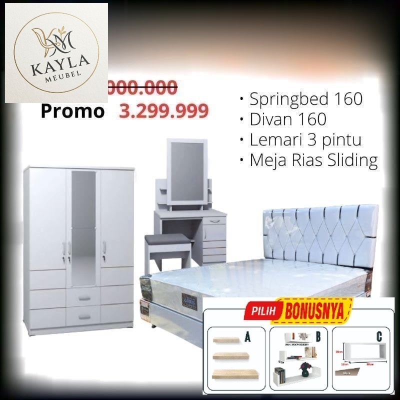 PROMO Paket Lamaran Seserahan Furniture Kamar Set / Spring bed  Full Set 160x200 / Kasur