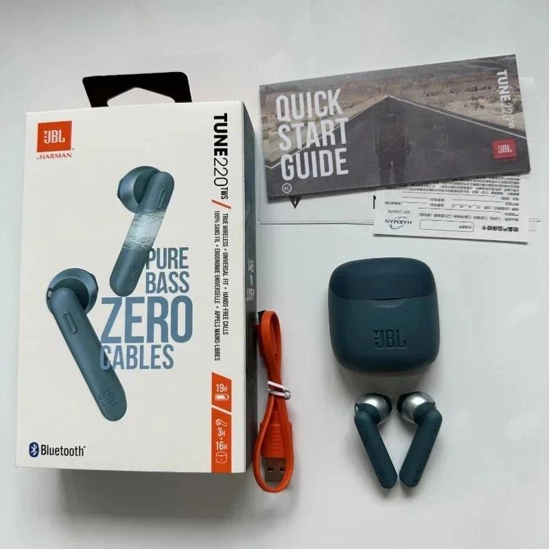Original JBL Tune 220TWS Wireless Bluetooth Earphones Stereo Earbuds with Bass Sound, Noise Reductio