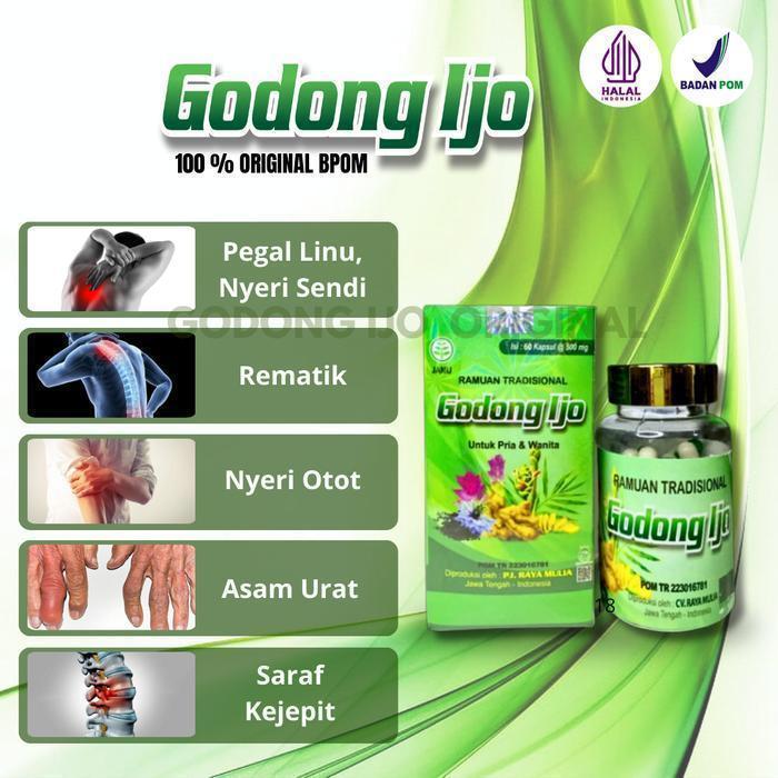 GODONG IJO AMANAH DAN TERPERCAYA !!! Obat Saraf Kejepit Herbal Jamu Asam Urat Pegal Linu Kapsul Godo