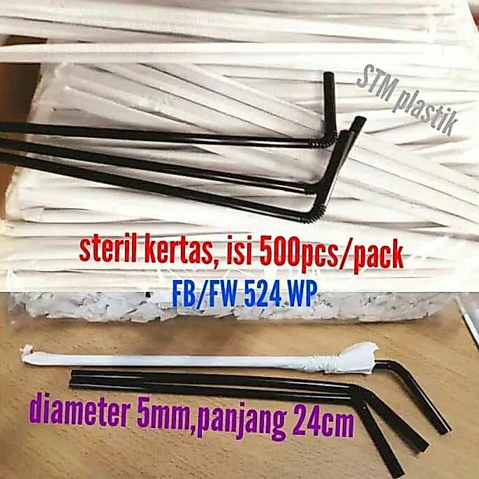 Caem- Sedotan Tekuk Steril Kertas/Hygienic Flexible Drinking Straw /Fw 524