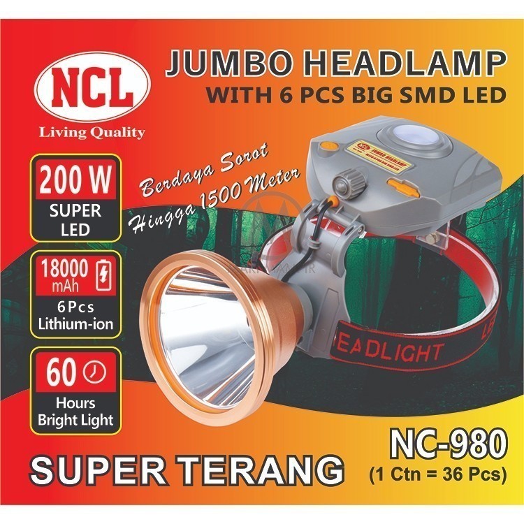SENTER KEPALA PREMIUM 200 WATT SUPER TERANG JUMBO NC 980