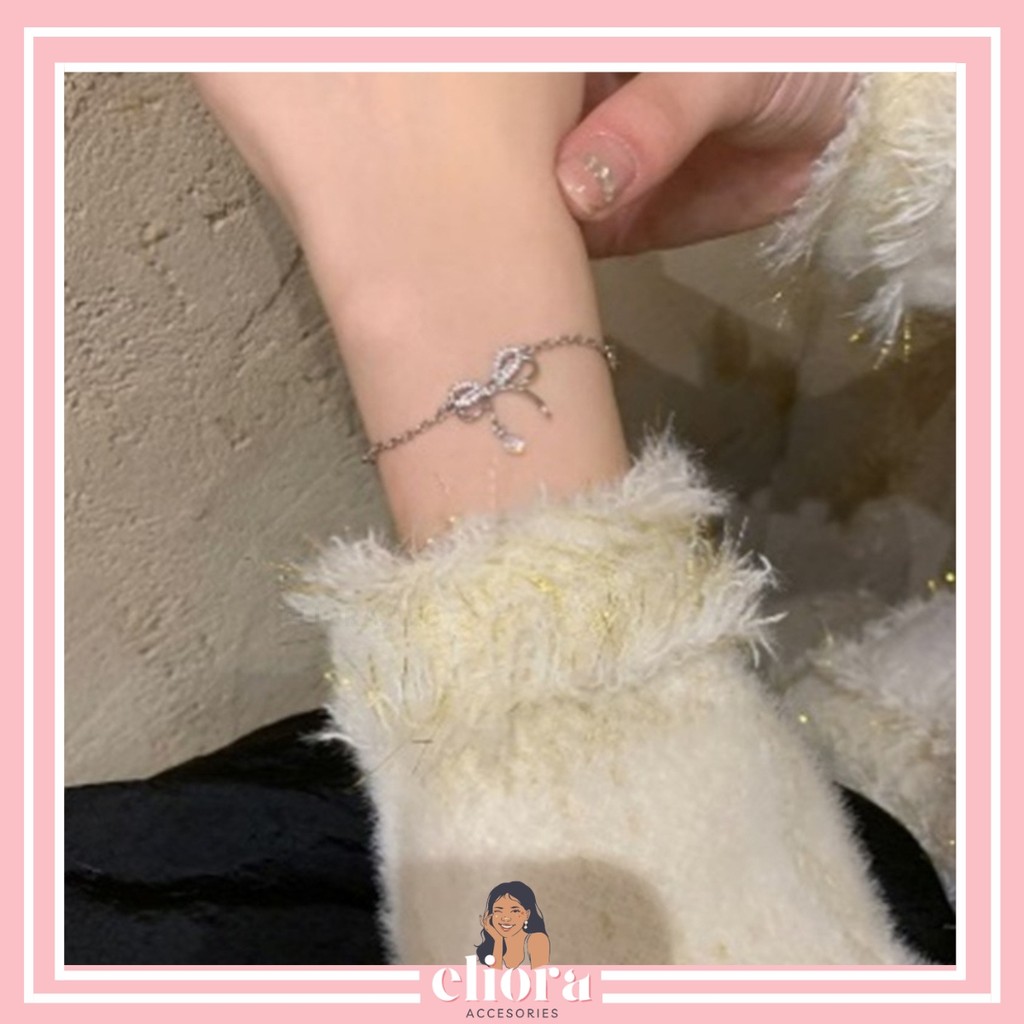 ELIORA Gelang Berlian Gelang Rantai Silver Wanita Korea Aksesoris Fashion - 1306