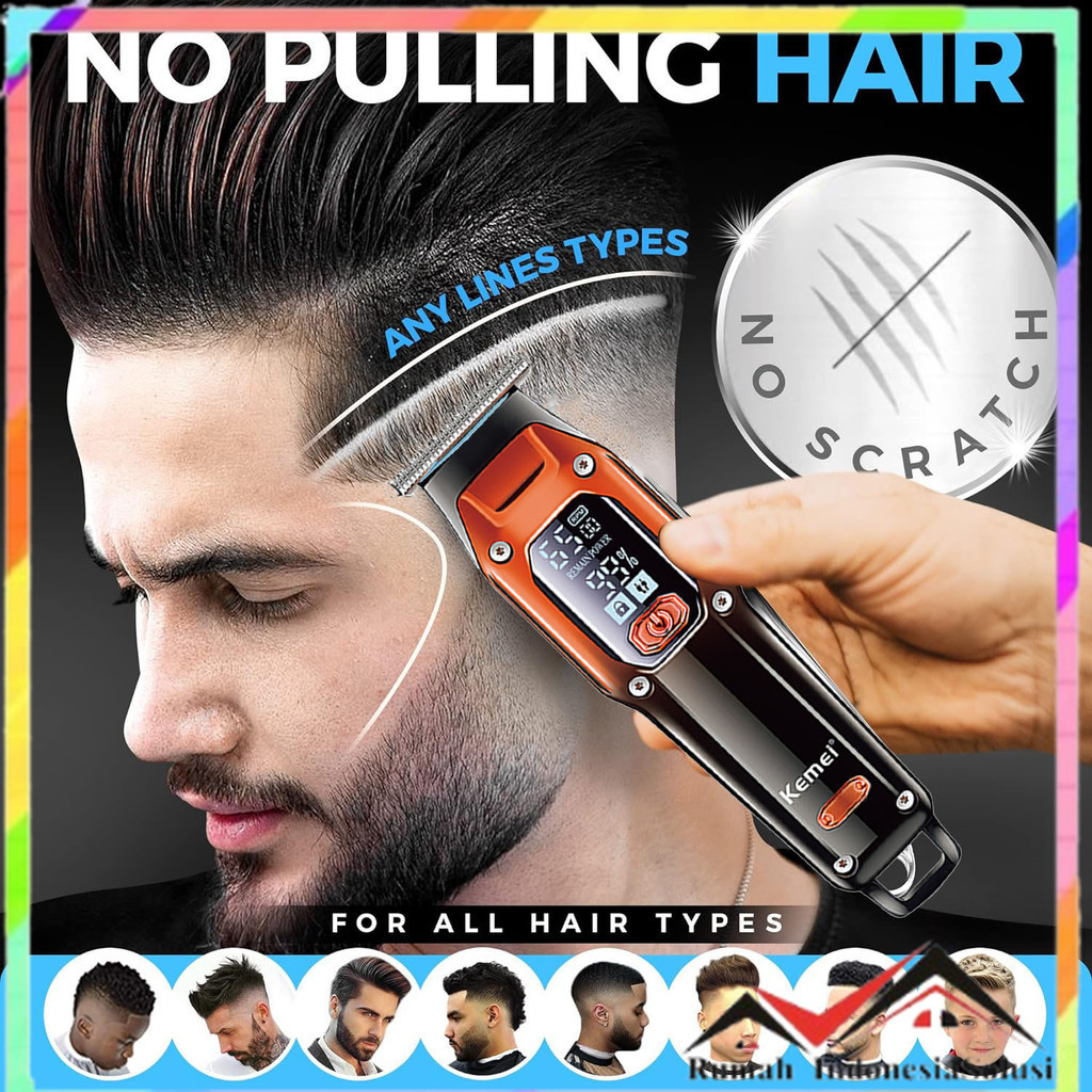 

- Kemei Alat Cukur Rambut Elektrik Hair Clipper Trimmer LCD 600mAh - KM-658 -