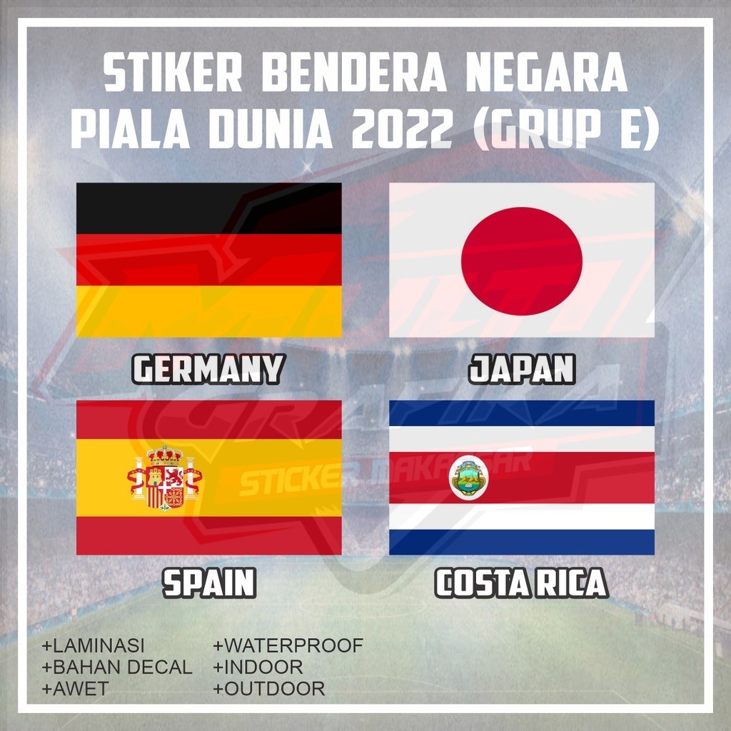 

Stiker Sticker Bendera Negara Germany Spain Japan Costa Rica Fifa Piala Dunia Grup E Multi Stiker