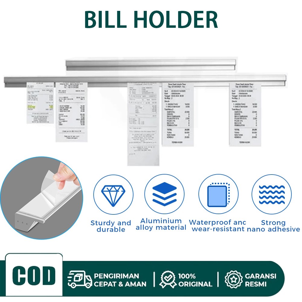 

Bill Holder/ Receipt Holder/ 60cm/100cm Capitan Nota Stainless/Penjepit Kertas Bon Bill Tab Grabber Aluminum Bill Holder Restaurant Getra Cafe