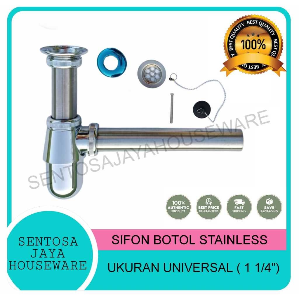 SIFON BOTOL STAINLESS / PEMBUANGAN WASTAFEL CUCI TANGAN / SIVON WASTAFEL CUCI TANGAN