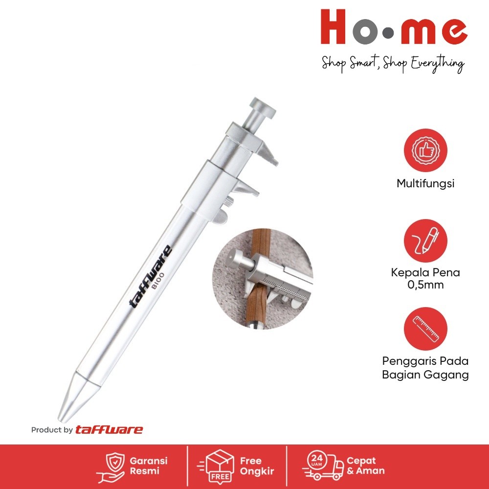 

Taffware Pena Pulpen Multifungsi Ballpoint Pen Caliber Measuring Tool Scale Ruler - B100