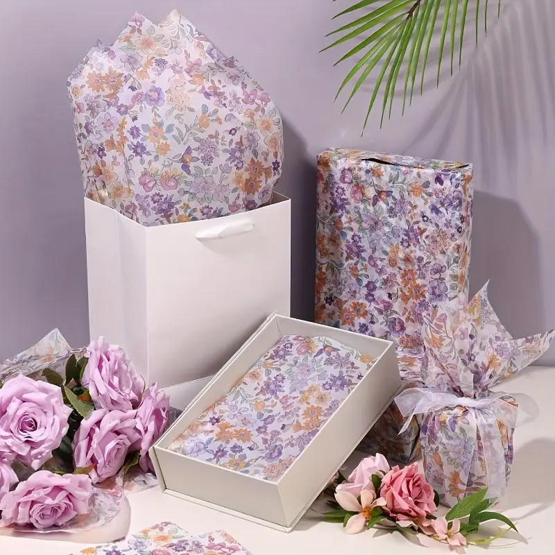 

10pc Flower Leaves Pattern Tissue Paper 50*35cm Flower Bouquet Gift Wrapping Paper Cake Baking Gift Packing Festival Craft Paper