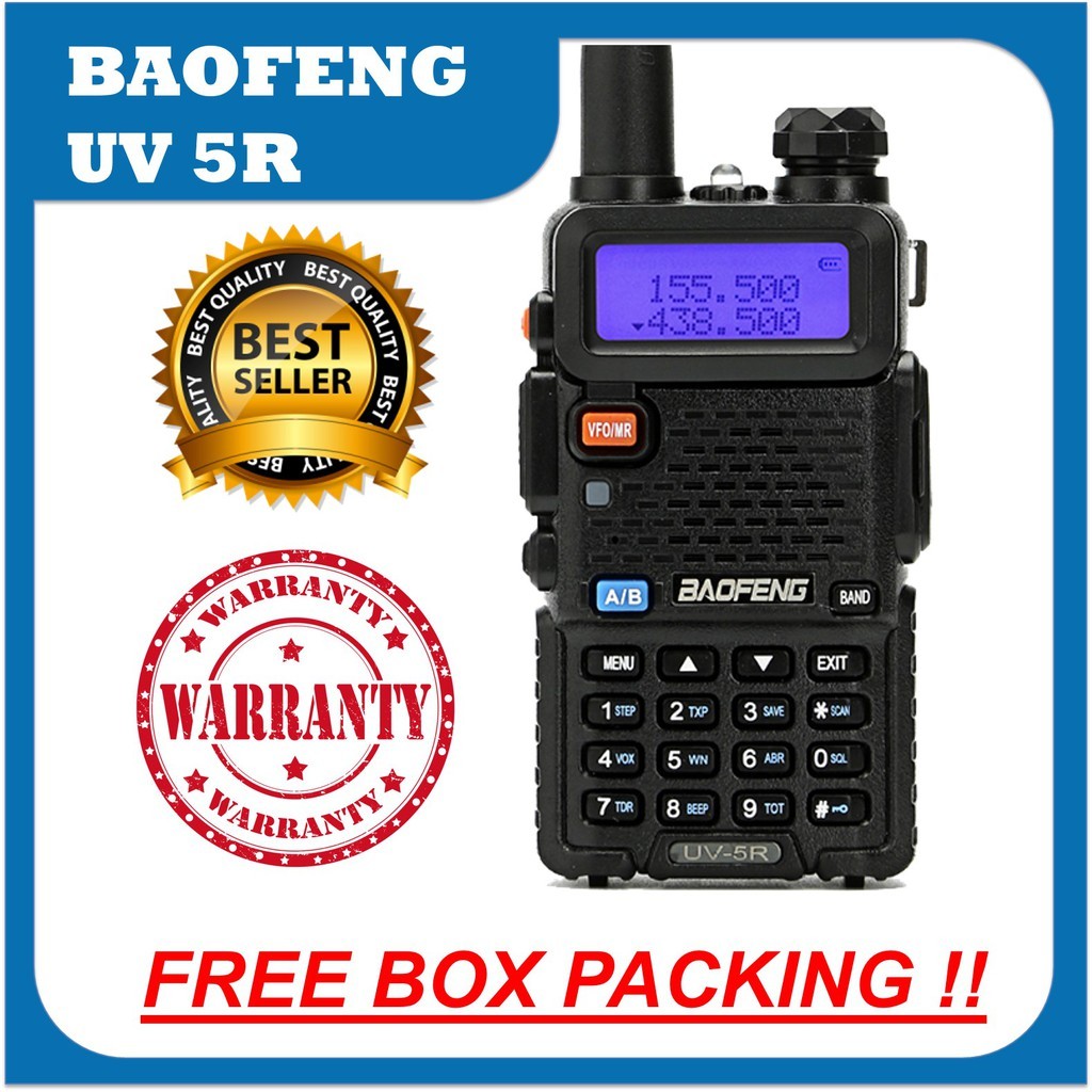 

HT Baofeng UV5R Radio Komunikasi UV 5R 5 Watt Dual Band Garansi 1 tahun Handy Talky R W Bopeng