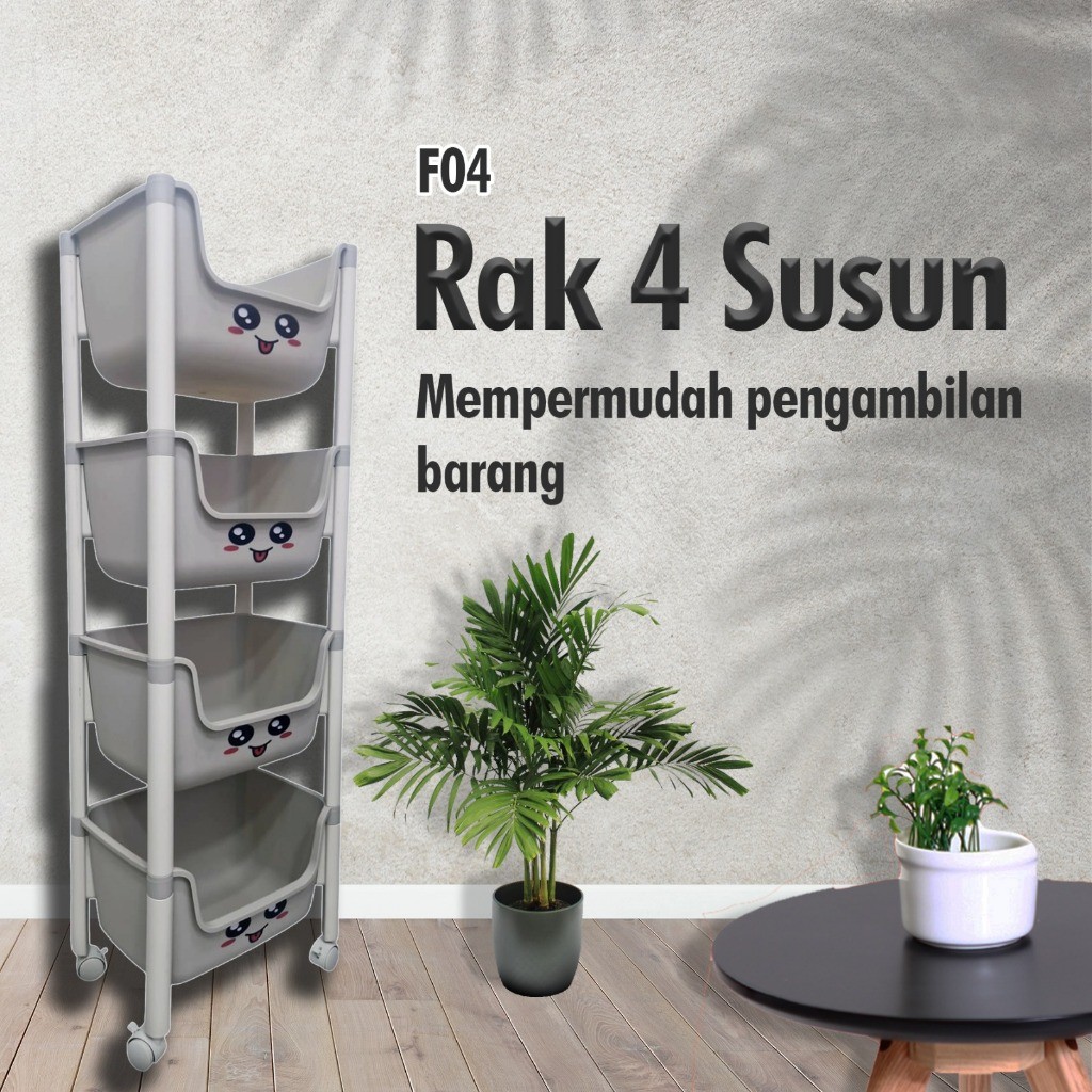 Luckyred - Rak 4 Susun Karakter / Rak Portable Multifungsi / Rak Tempat Mainan Anak - Rak Boneka - R