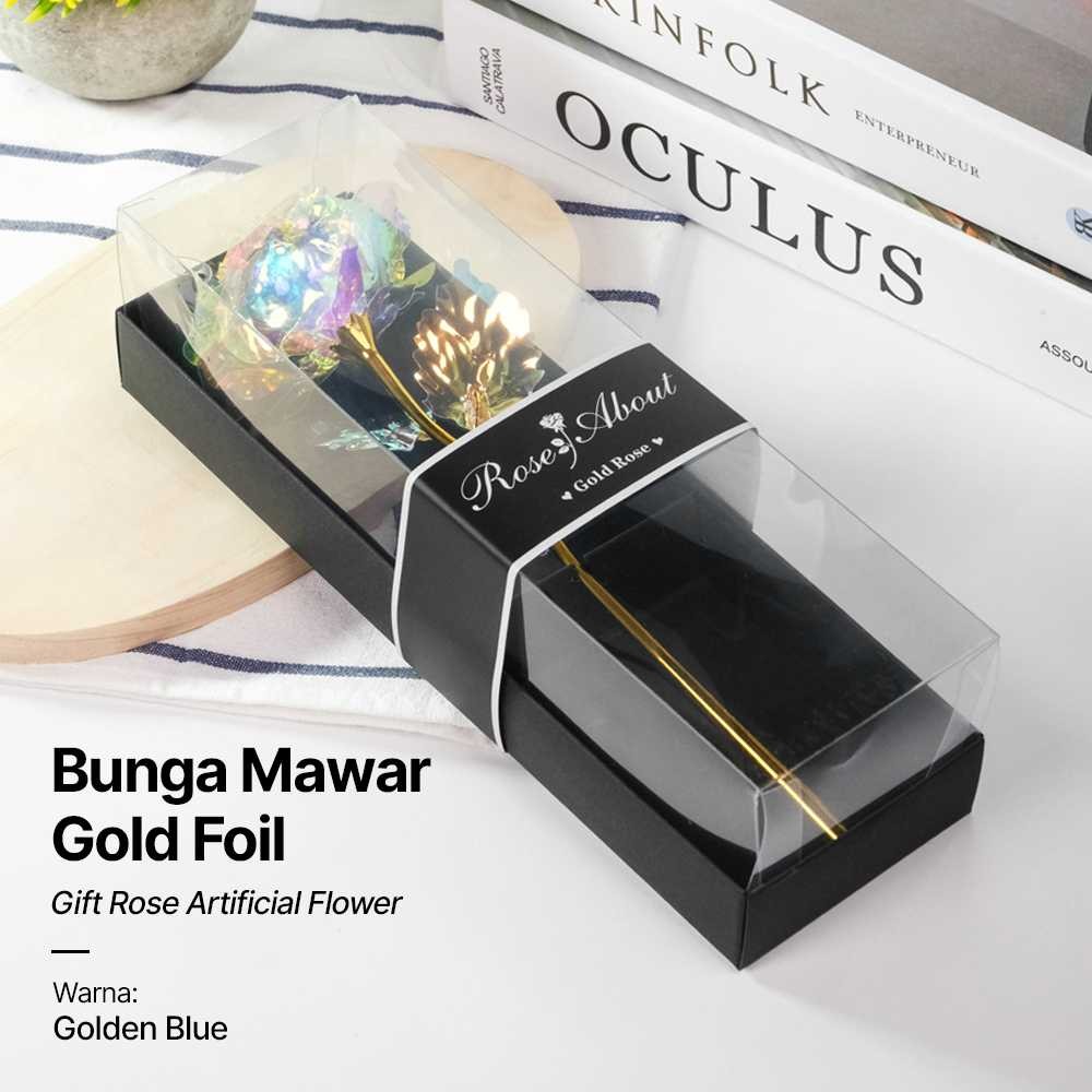 

Domura Bunga Mawar Dekorasi Gold Foil Gift Rose Artificial Flower - V-001
