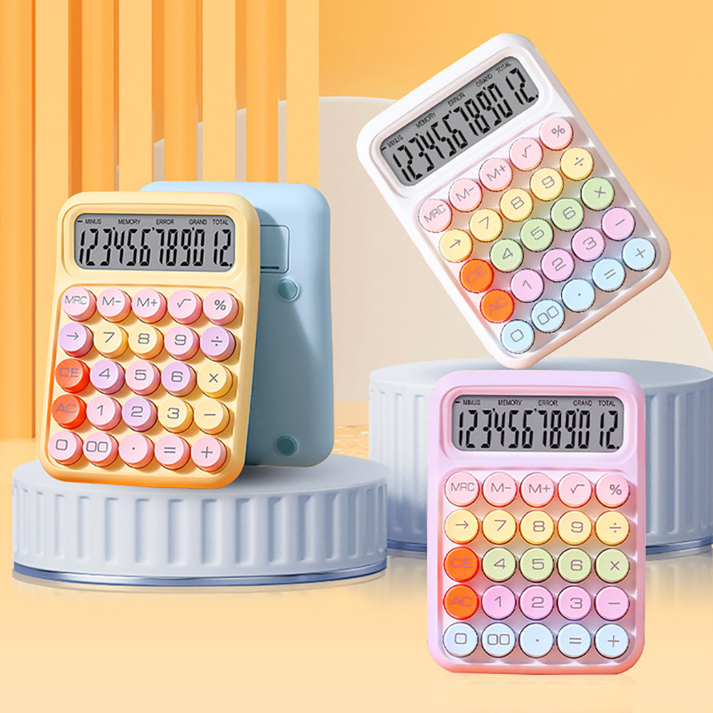 

NEW Kawaii Calculator Cartoon Candy Colour Silent Mechanical Keyboard Desktop Financial and Accounting Learning Calculator