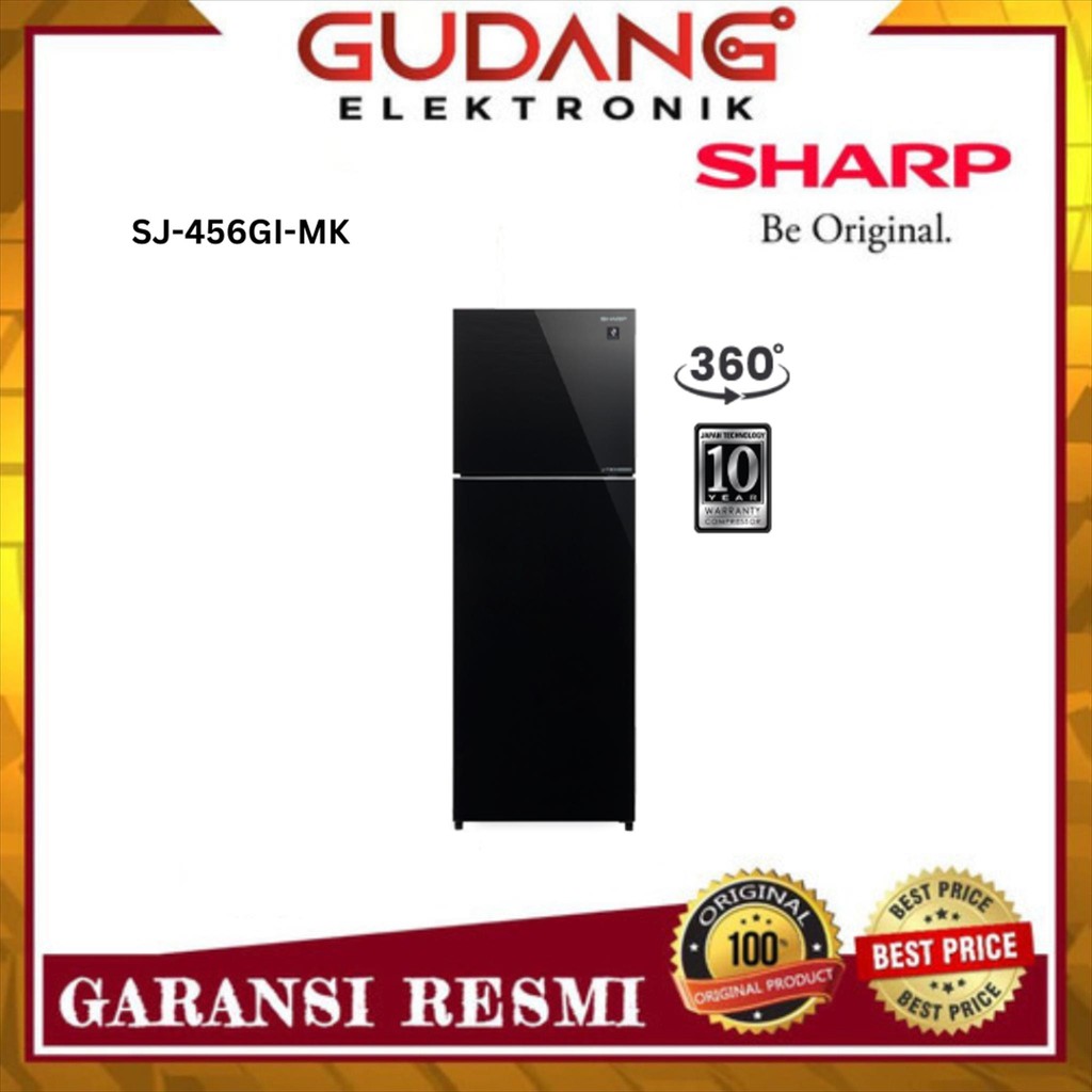 LEMARI ES SHARP SJ 456 GI MK KULKAS 2 PINTU 325 L SHARP SJ-456GI-MK