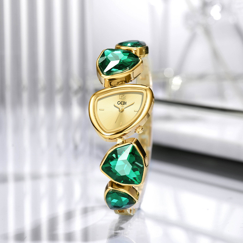 Jam Tangan Kuarsa Wanita Kualitas Tinggi Wanita Gelang Jam Tangan Mewah Kristal Berlian Desain Unik 
