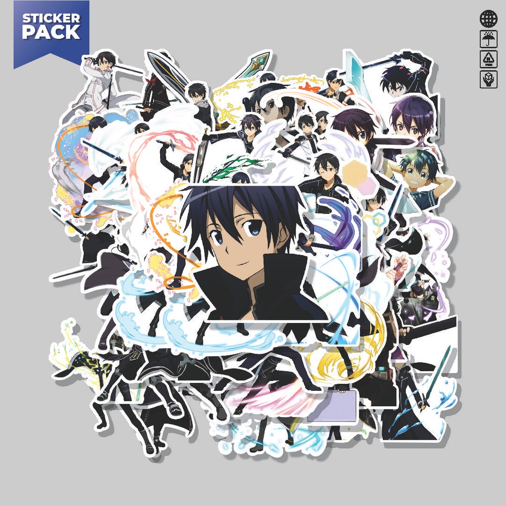 

[100PCS]Stiker Pack Stiker Anime Kirito [Sword Art Online] Aesthetic Vinyl Anti Air Dekorasi Sticker Laptop Buku Journal Koper Helm Casing HP Gitar Helm Skateboard