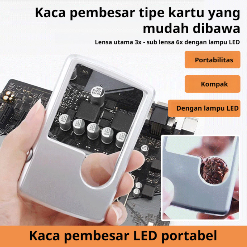 Kaca Pembesar LED Tipis Bentuk Persegi Panjang / Pengiriman dalam 24 Jam / Beli 1 Gratis 1 / Kaca Pe