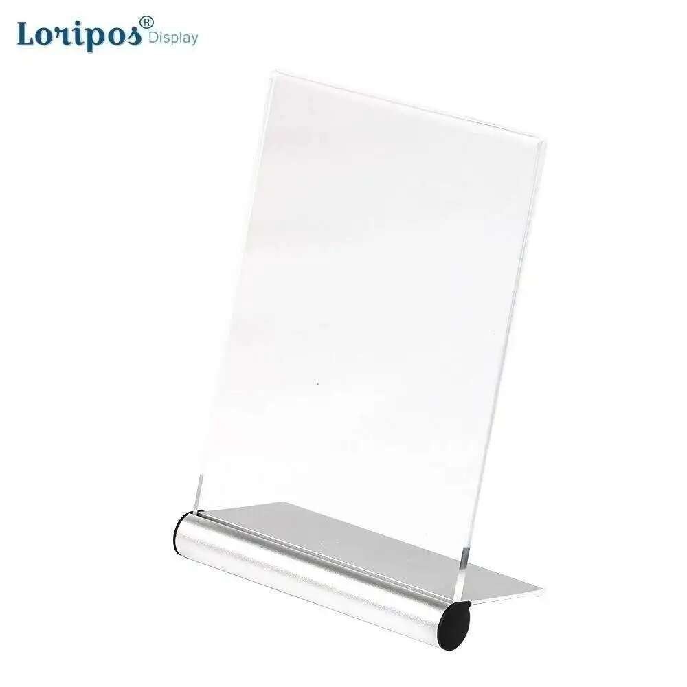 

A4 L Shape Plastic Clear Acrylic Sign Display Paper Counter Card Menu Holder Stand Display Table Number Card Metal Photo Holder