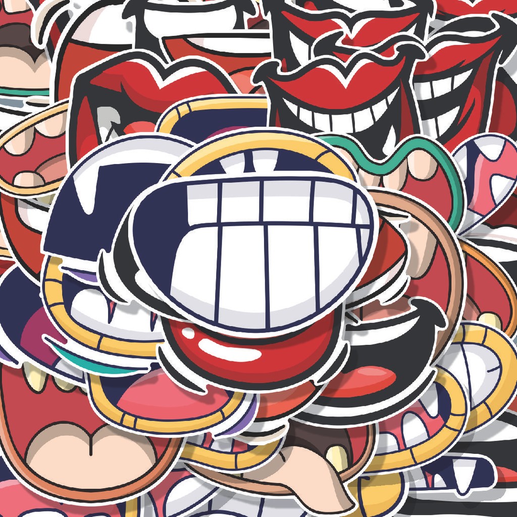 

100PCS Lucu Stiker Mulut Stiker Aesthetic Stiker Anti Air Stikers Berperekat Waterproof sticker decal buat Motor Helm Buku Journal Koper Casing HP Laptop Botol Minum Hadiah anak