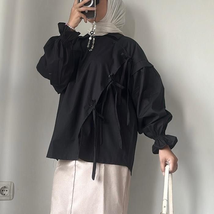 KEMEJA WANITA KATUN POPLIN POLOS Atasan Panjang