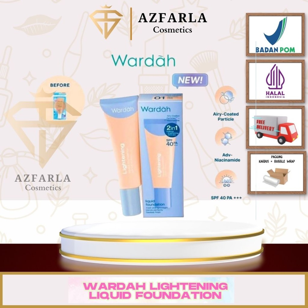 Azfarla Kosmetik Wardah Lightening Liquid Foundation/Foundation Wardah/Alas Bedak Wardah