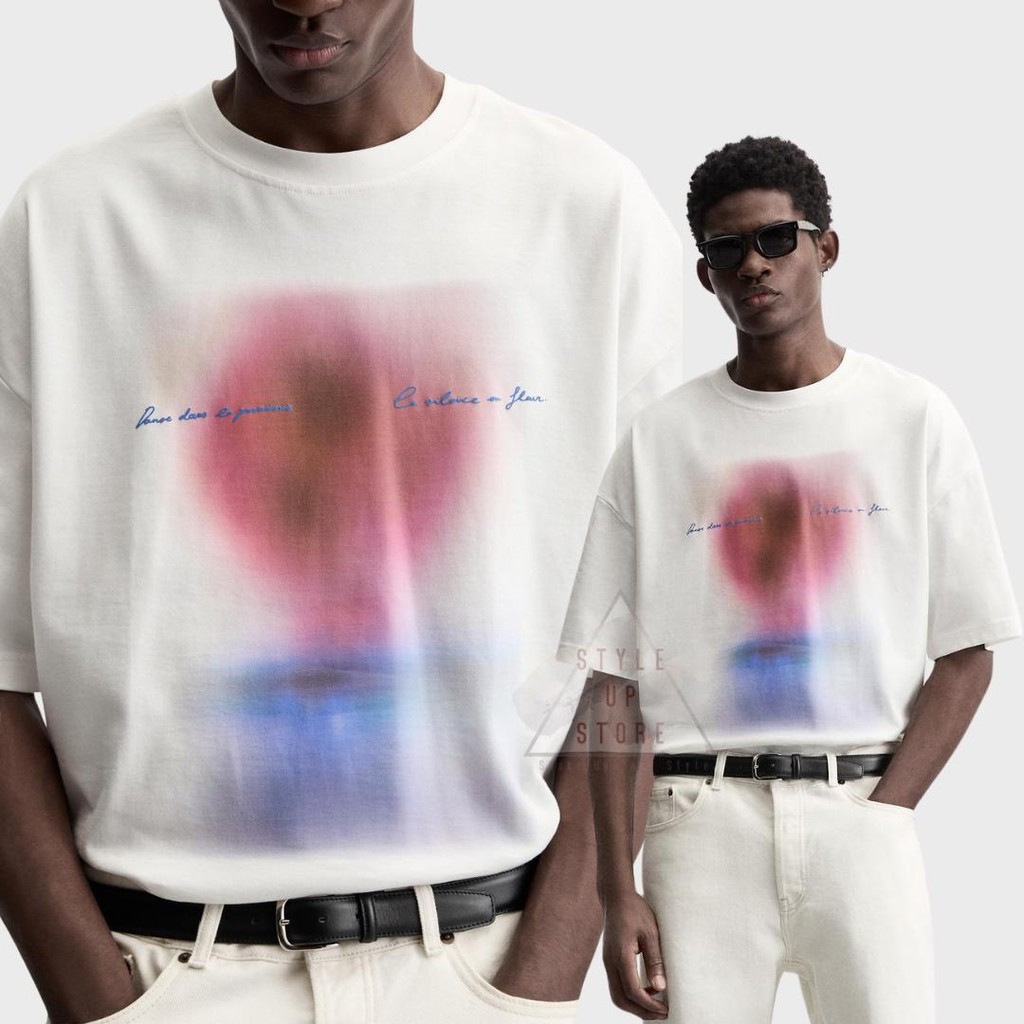 [ STYLEUPSTORE ] ZARA Oversize Unisex Tshirt - Kaos Contrast Print