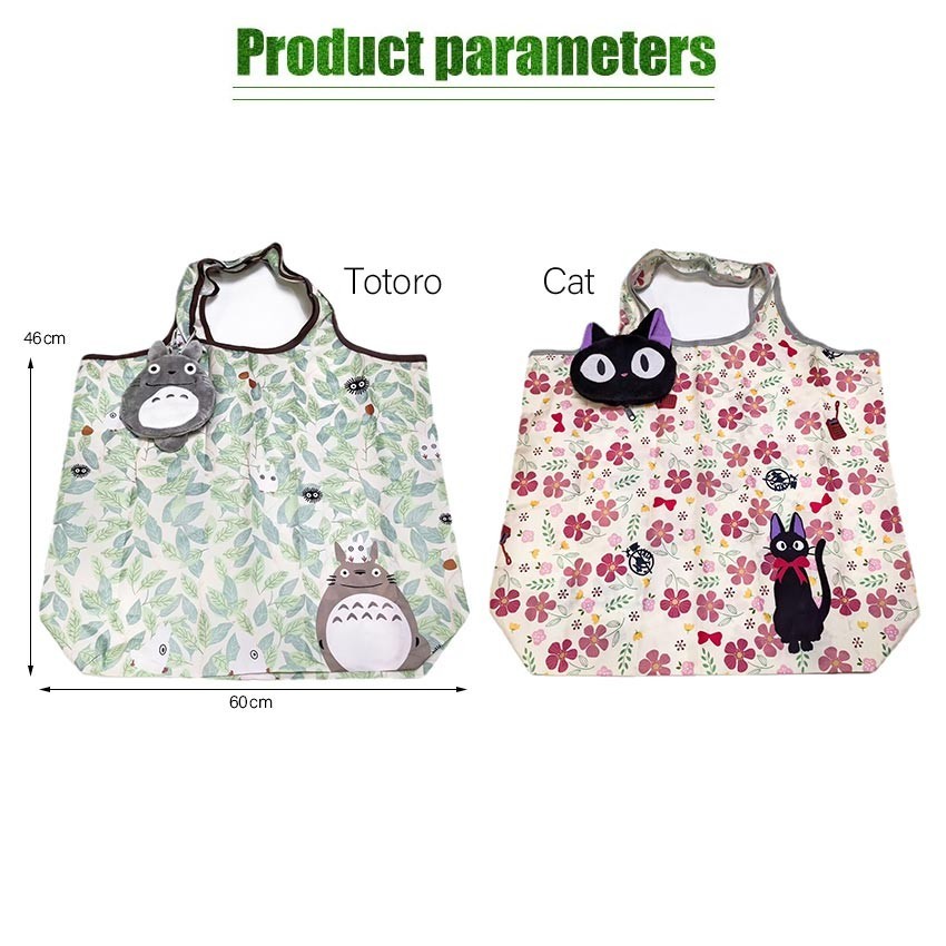 Shopping Bag Eco Bag Lipat Motif Totoro Jiji / Tas Kantong Belanja Lipat