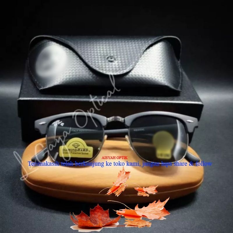 (COD) KACAMATA FASHION RAYBAN CLUBMASTER 3016 ANTI UV PROTECTION LENSA ASLI KACA POLARIZED TERBARU U
