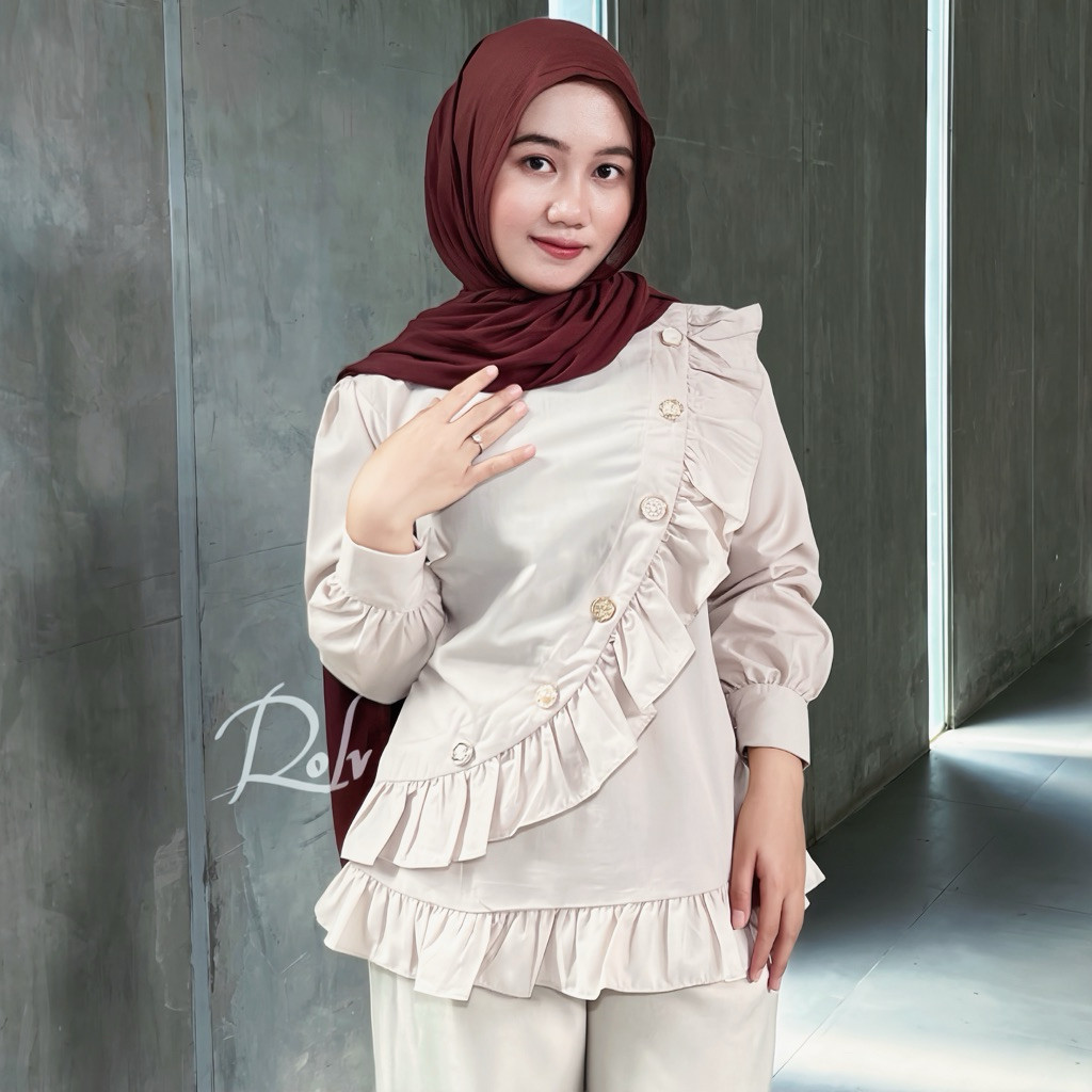 FICIEKUNZEX Lili blouse atasan katun  Kekinian Lengan Panjang kemeja kerja wanita