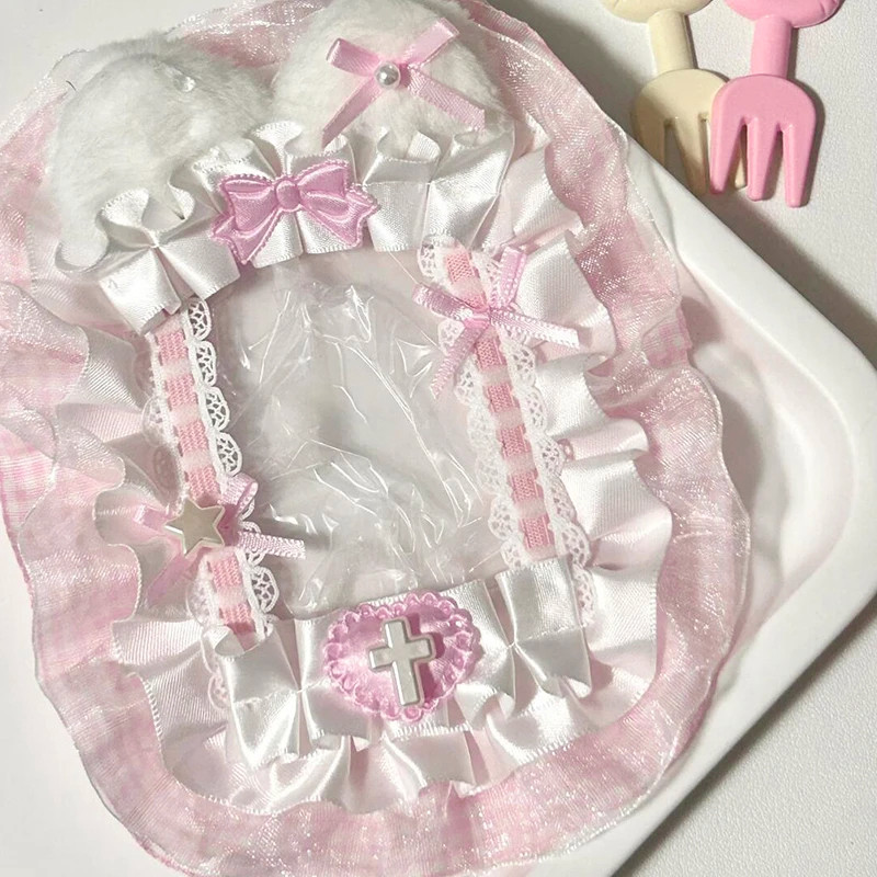 Lolita Sweet Card Holder Photocard Case Sweet DIY Anime Idol Photo Card Protector with Ribbon Lace H