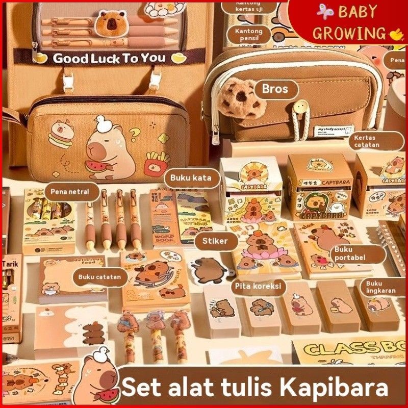 

【Local Delivery 】Mewah Kapibara Alat Tulis Set 30+ Item Stationery Buku catatan/Buku kosakata/Stiker/Mainan mewah/Kotak pensil& Mainan-Super Lengkap Ide Hadiah Ulang Tahun Terbaik