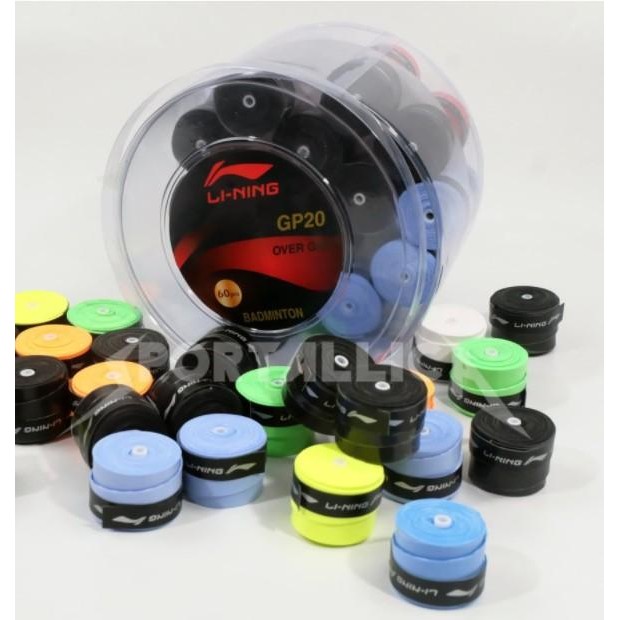 Grip raket badminton Grip karet bulutangkis LINING GP20 GP 20 banyak warna - Putih