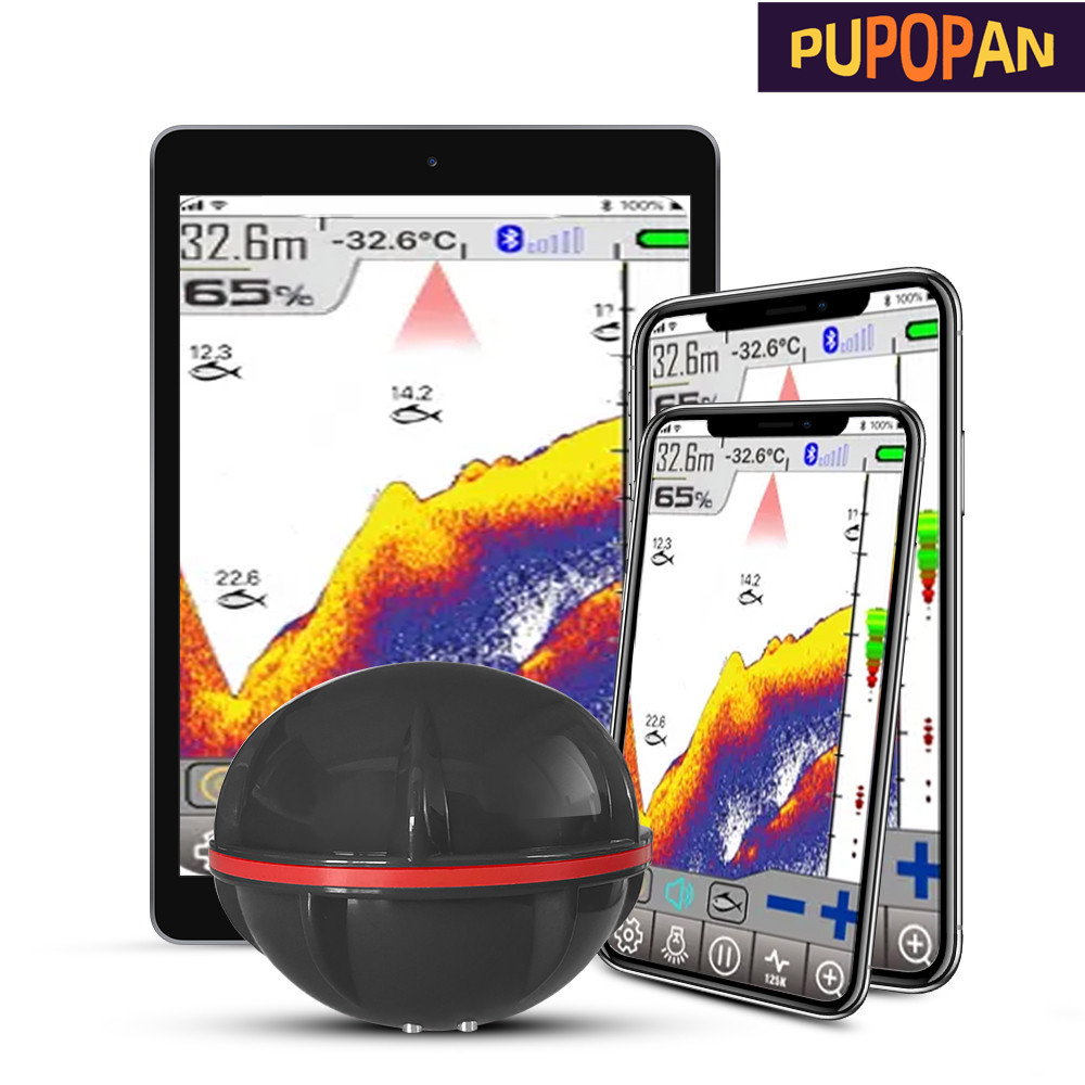 PuPoPan  Wireless Bluetooth Smart Sonar Fish Finder 48m/160ft Fish Finder Portable Outdoor Fishing E